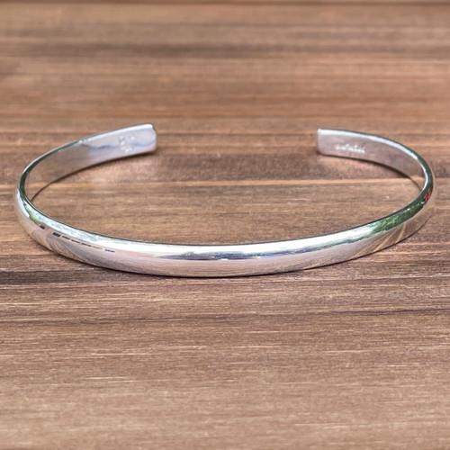 Plain Sterling Silver C-Band Bracelet - Child